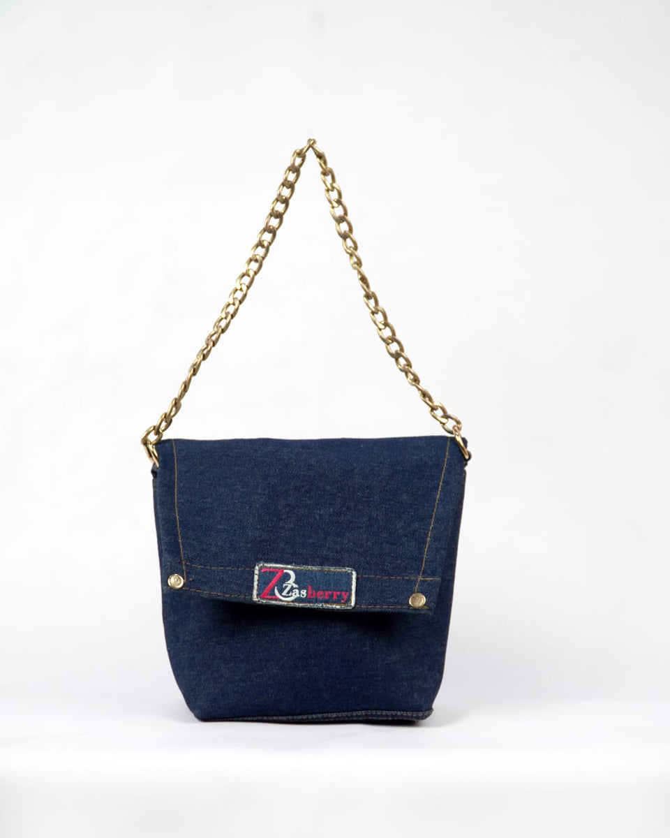 【新品】  Jeans ロゴプレート ショルダーバッグ Zasberry Denim Jean Bag With Embroidery Logo