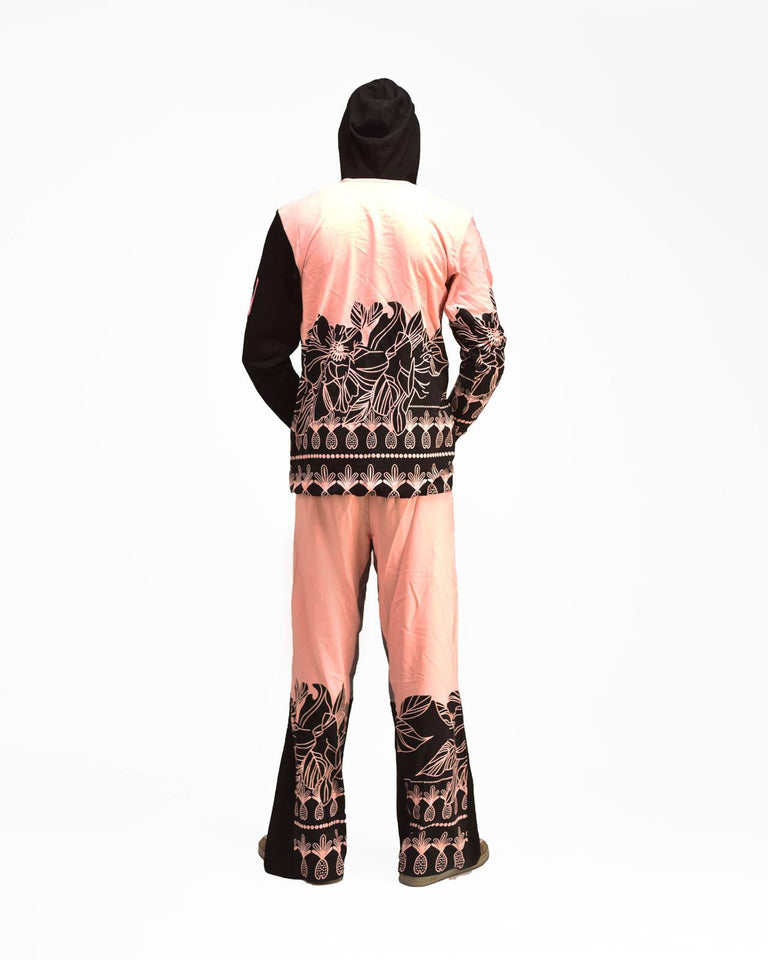 Zasberry Noir Bloom Split Hoodie Set- Pink & Black Floral Edition