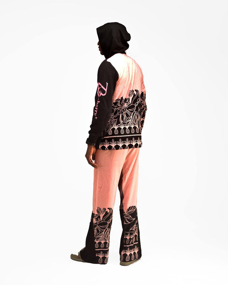 Zasberry Noir Bloom Split Hoodie Set- Pink & Black Floral Edition