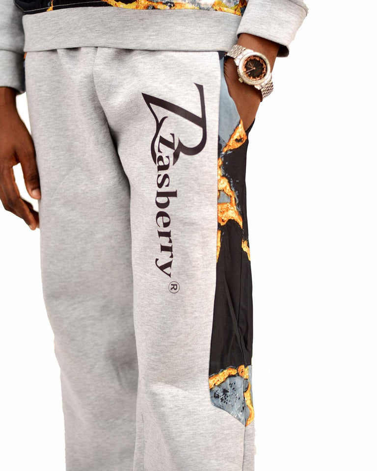 Zasberry Royal Marble Hoodie Set- Grey & Gold Edition