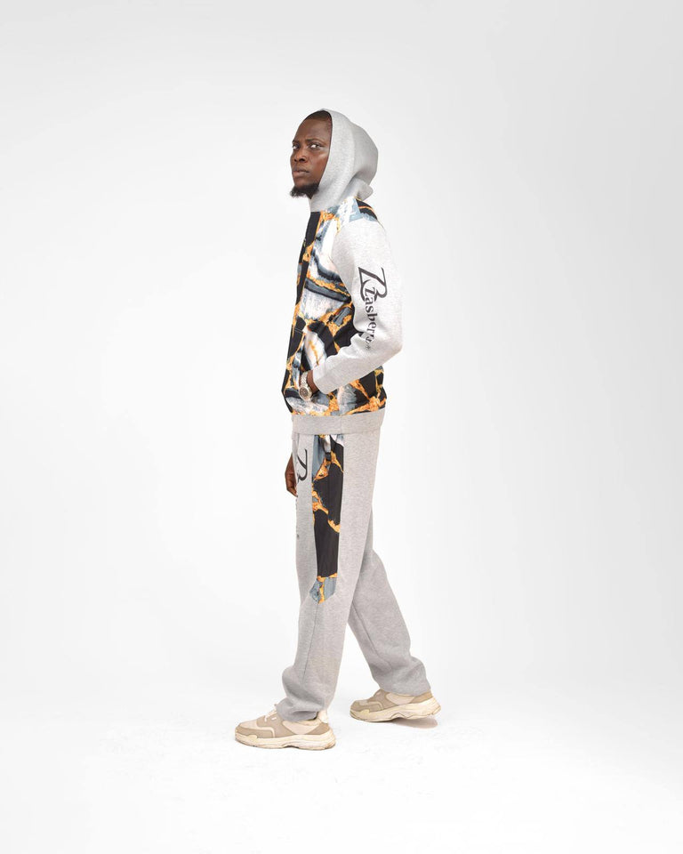 Zasberry Royal Marble Hoodie Set- Grey & Gold Edition