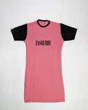 Zasberry Women's T-Shirt Dress Pink/Black Hand Logo Print