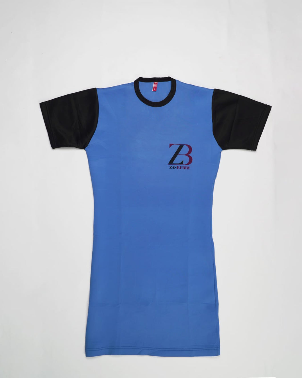 Zasberry Women's T-Shirt Dress Light Blue/Black Hand