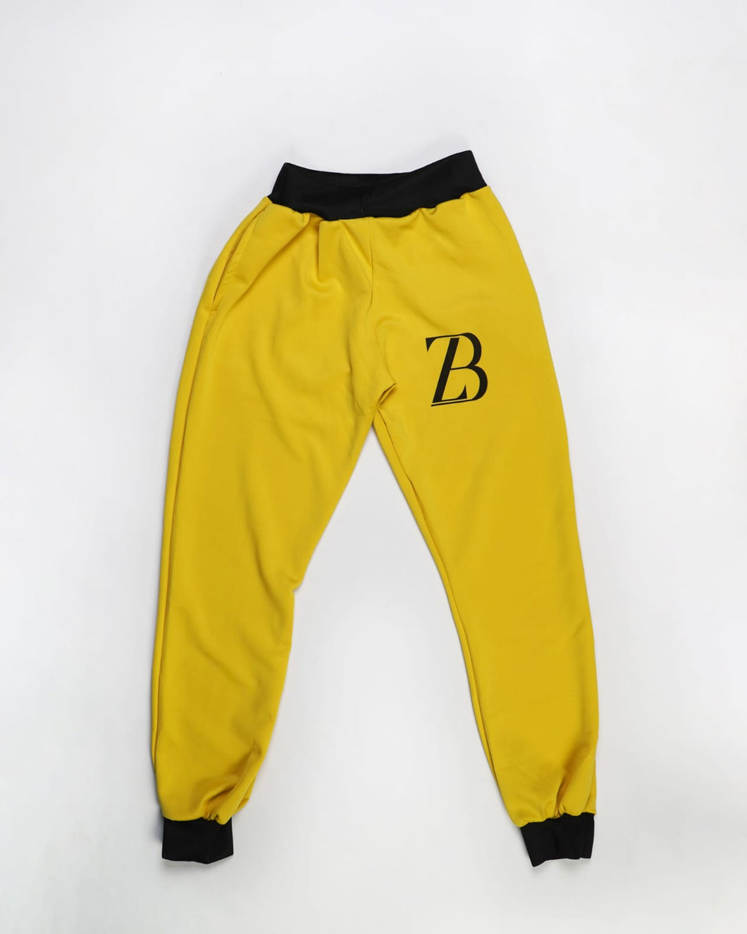 Zasberry Unisex Hoodie Pants In Yellow With Black Logo Print