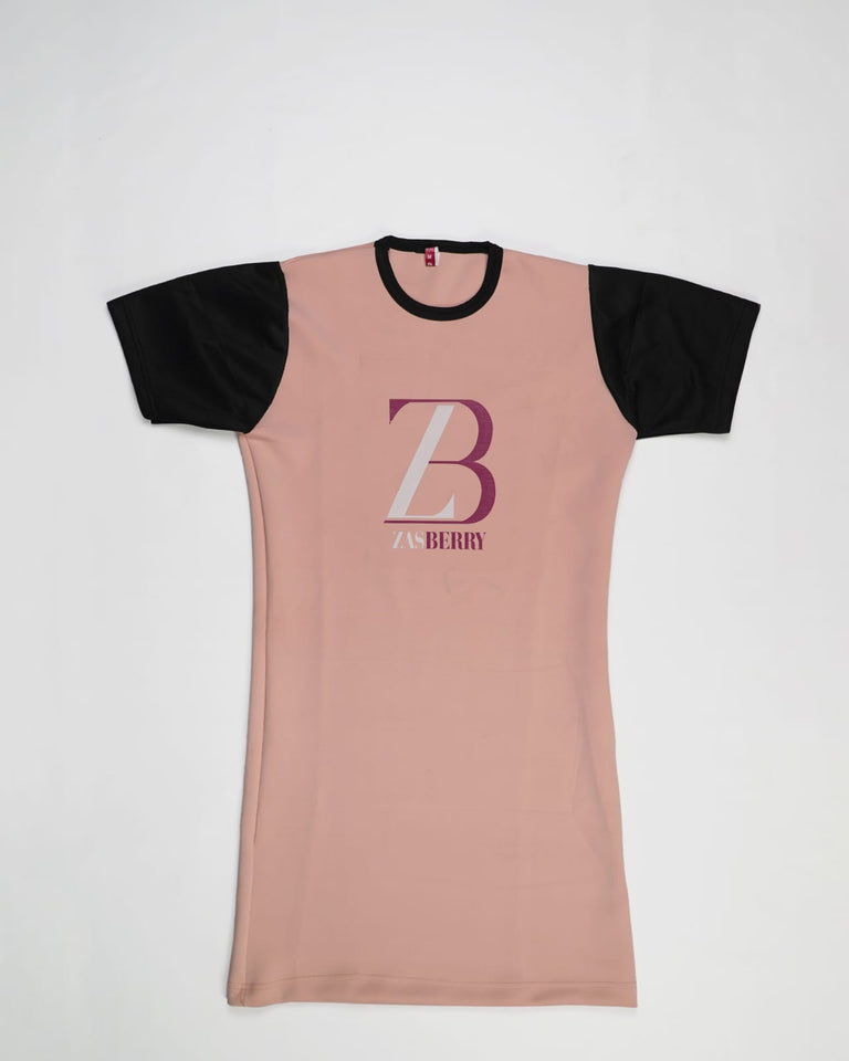Zasberry Women's T-Shirt Dress Pink/Black Hand