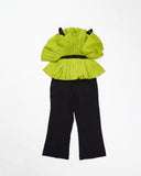 Zasberry Luxury Black Synthetic Crepe/Lemon Green Silk Jumpsuits