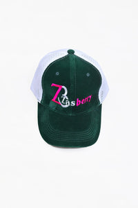 Zasberry Embroidery Green Suede/White Face Cap