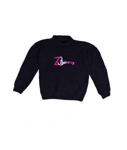 Zasberry Crochet Black Hoodie With Embroidery Logo