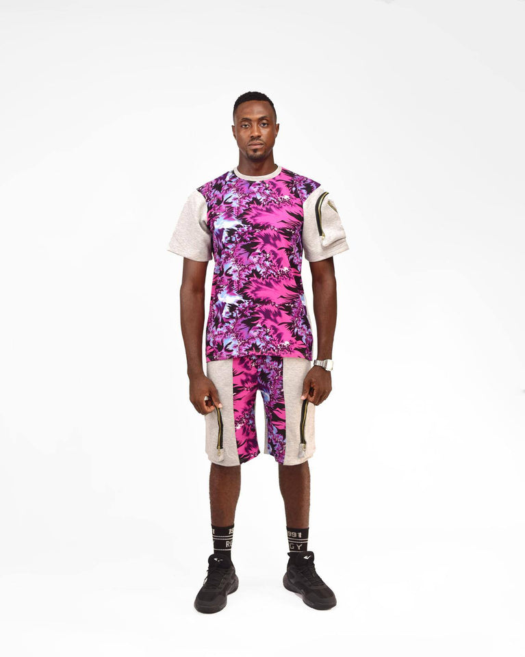 Zasberry Urban Fusion Zip-Detail Short Set- Pink Camo Edition