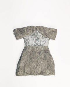 Zasberry Ruffle Damask Silver Dress