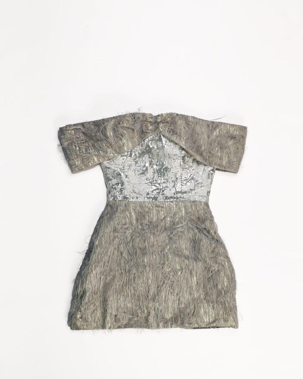 Zasberry Ruffle Damask Silver Dress