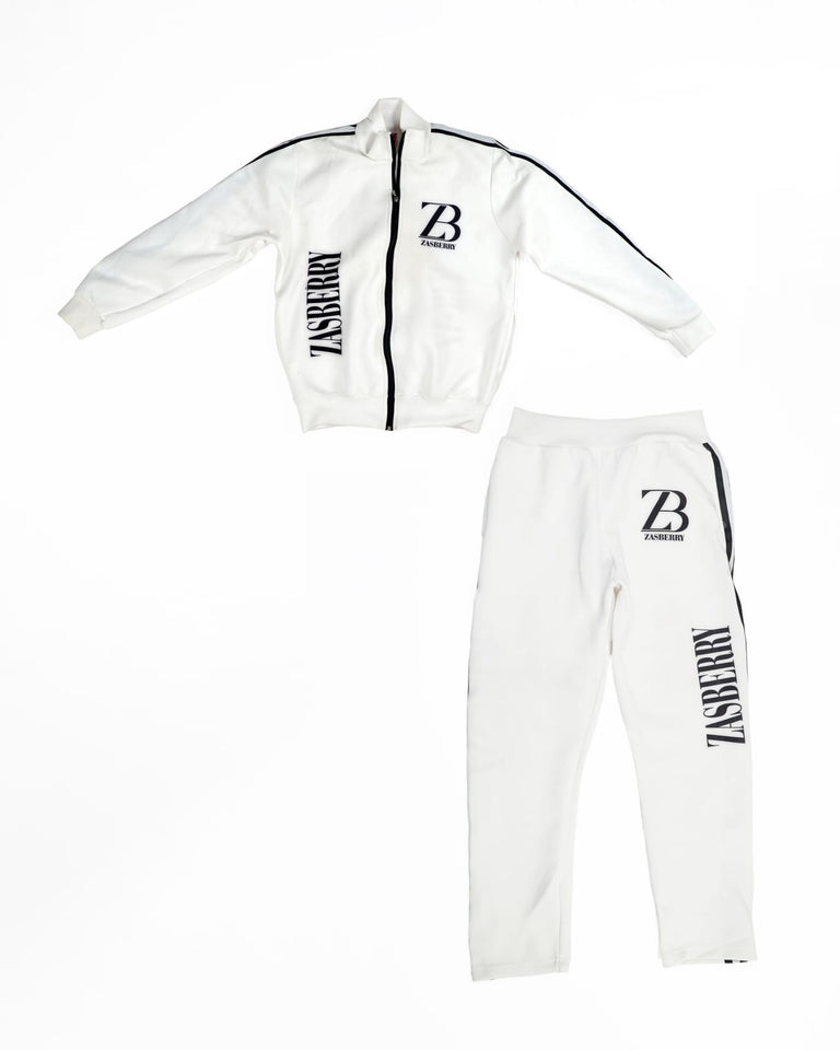 Zasberry Unisex White Tracksuit Set