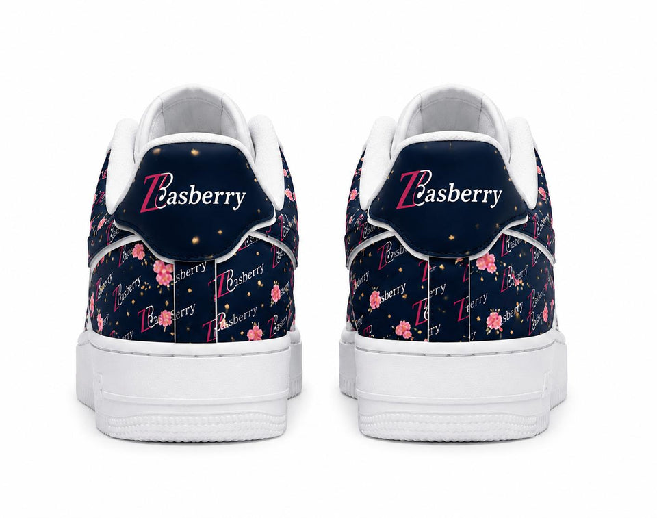 Zasberry Blossom Signature Leather Sneakers – Luxury Floral Designer Low-Top Trainers