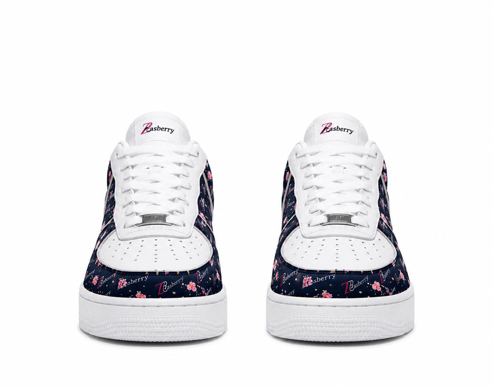 Zasberry Blossom Signature Leather Sneakers – Luxury Floral Designer Low-Top Trainers