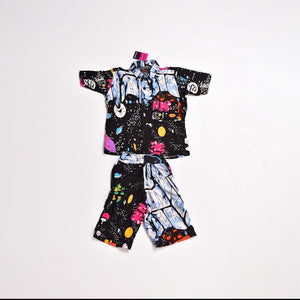 Zasberry boys’ Galaxy Graffiti Short Set – Button-Up Shirt & Matching Shorts