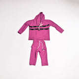 Zasberry Kids Pink Hoodie Logo Strap Two-Piece Set