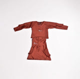 Zasberry Kids Rust Brown Long Sleeve Top & Pocket Skirt Set