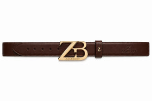Zasberry™ Signature ZB Monogram Leather Belt – Brown &amp; Gold Luxury Edition
