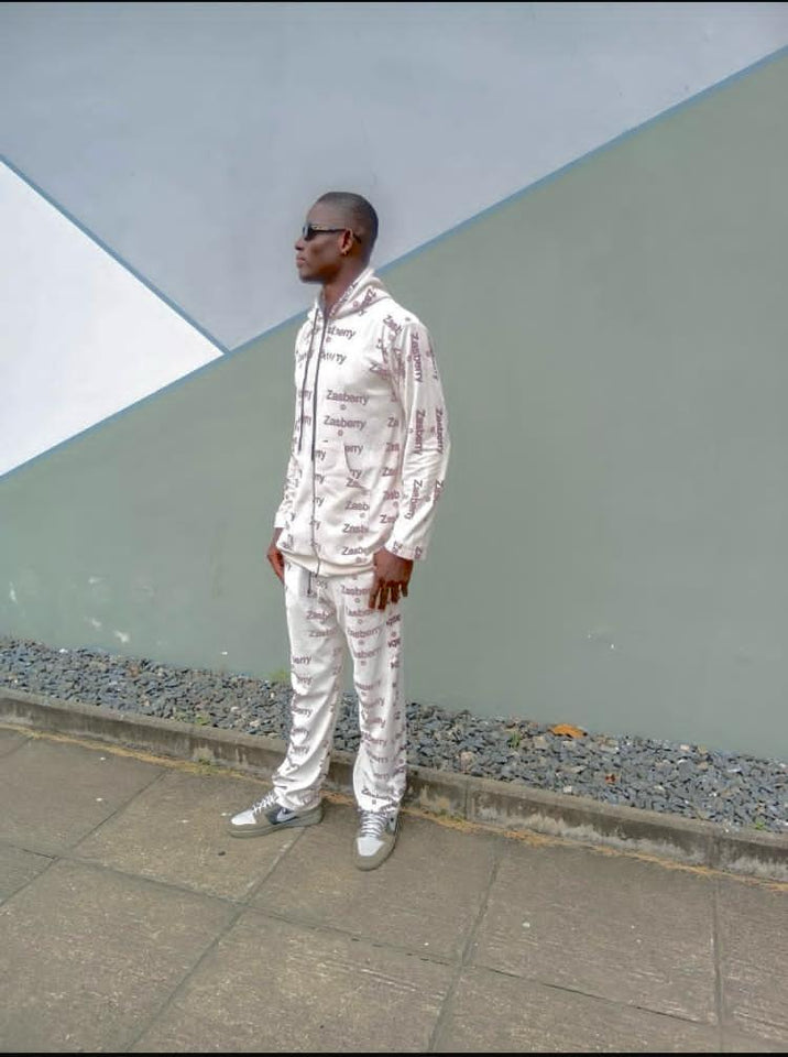Zasberry Ivory Signature Monogram Tracksuit – Luxury Edition