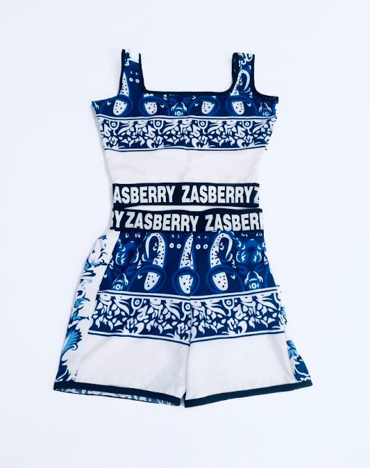 Zasberry Royal Blue Monogram Romper Set