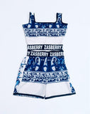Zasberry Royal Blue Monogram Romper Set