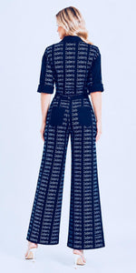 Zasberry-Women Denim Signature Monogram Jumpsuit
