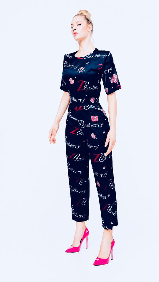 Zasberry Étoile Silk Monogram Jumpsuit