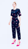 Zasberry Étoile Silk Monogram Jumpsuit