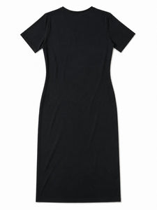 Zasberry® Signature Contour Midi Dress – Black &amp; White Luxury Stretch Knit
