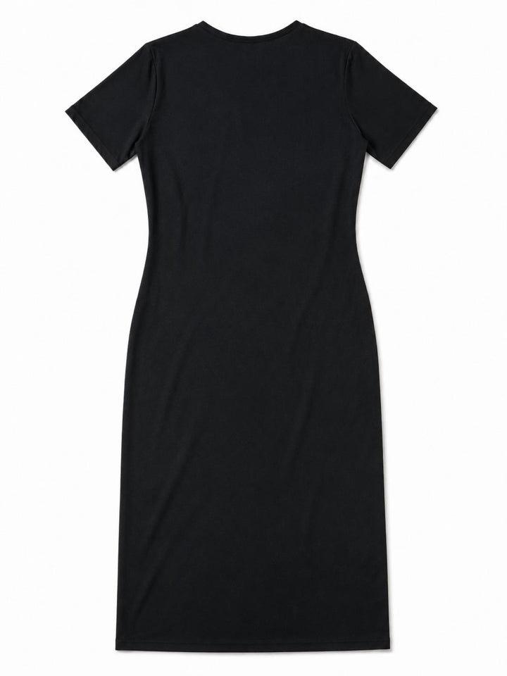 Zasberry® Signature Contour Midi Dress – Black &amp; White Luxury Stretch Knit