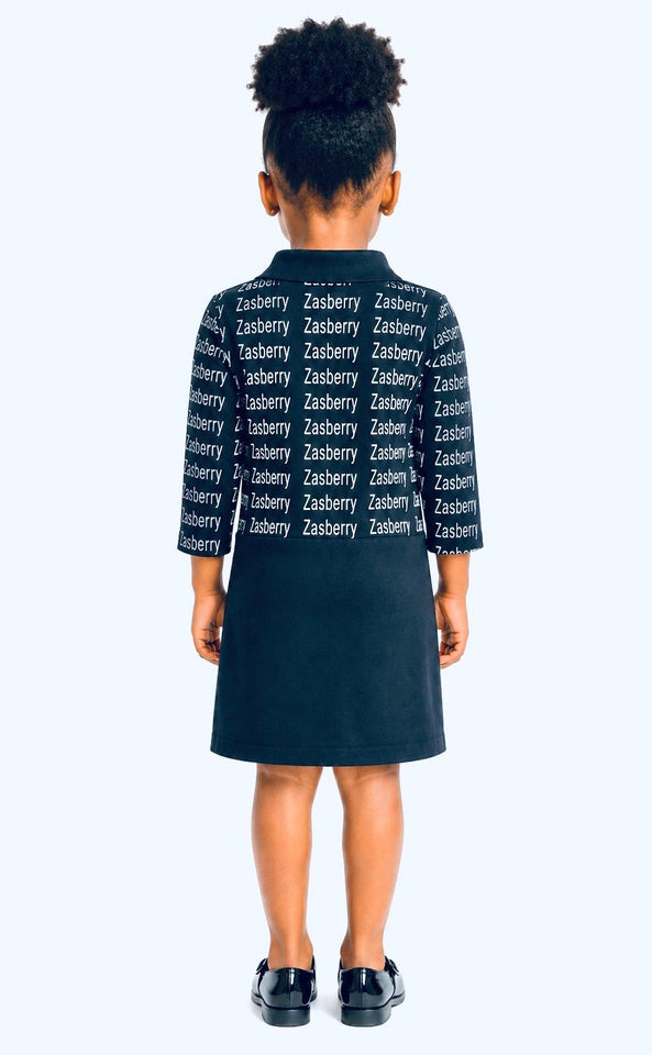 Zasberry Signature Kids Denim-Inspired Dress – Black Edition