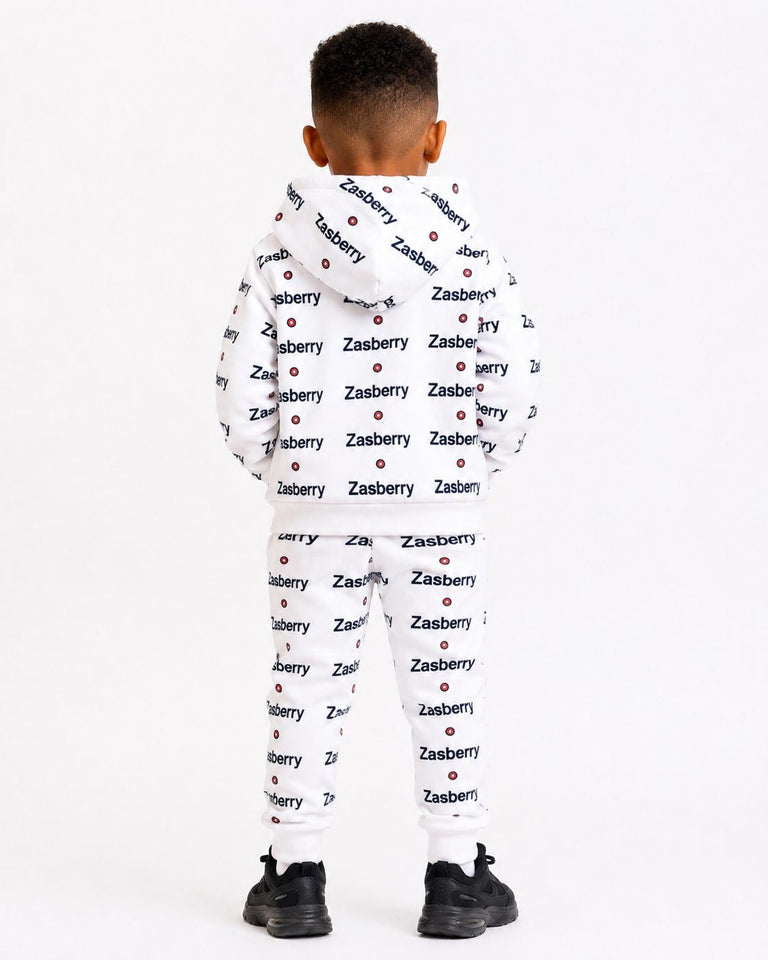 Zasberry Signature Kids Luxe Hoodie &amp; Jogger Set – White Edition