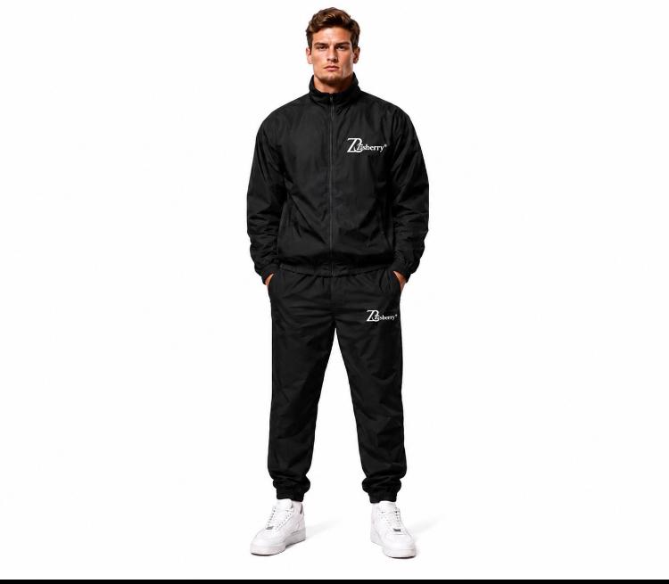 Zasberry Elite Nylon Tracksuit Set – Midnight Black Edition