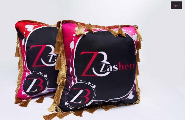 Zasberr Logo Custom Throw Pillow Black Design
