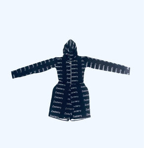 Zasberry Signature Luxe Monogram Hooded Romper-Black