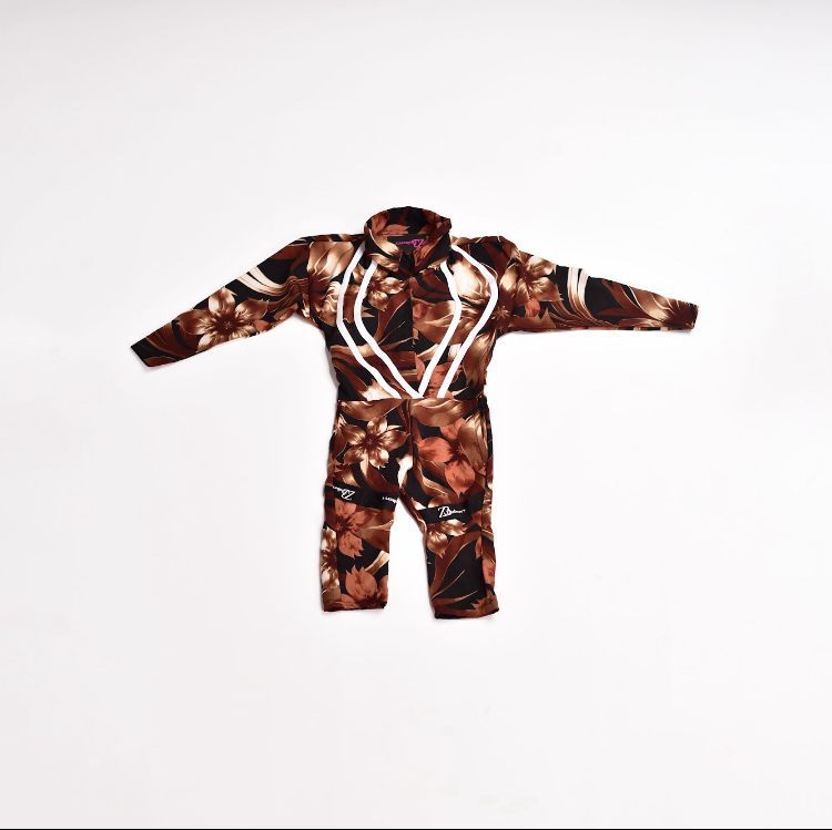 Baby Girl Brown Floral Hoodie Jumpsuit – Stylish Long Sleeve Romper