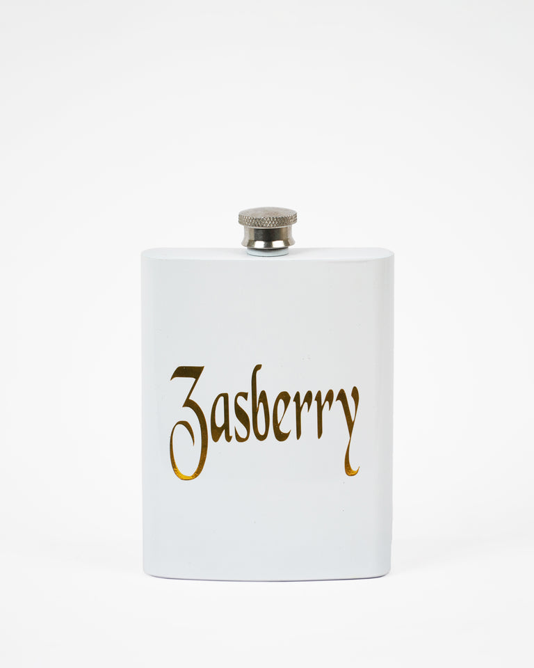 Zasberry Alcohol Flask - White/Yellow Logo