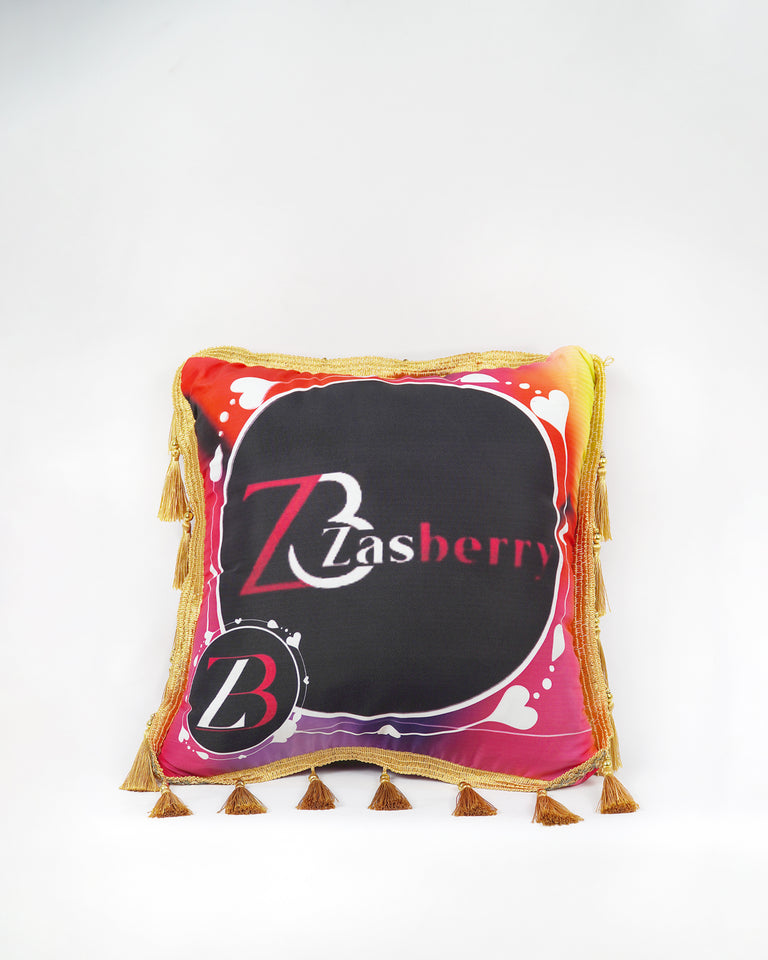 Zasberr Logo Custom Throw Pillow Black Design