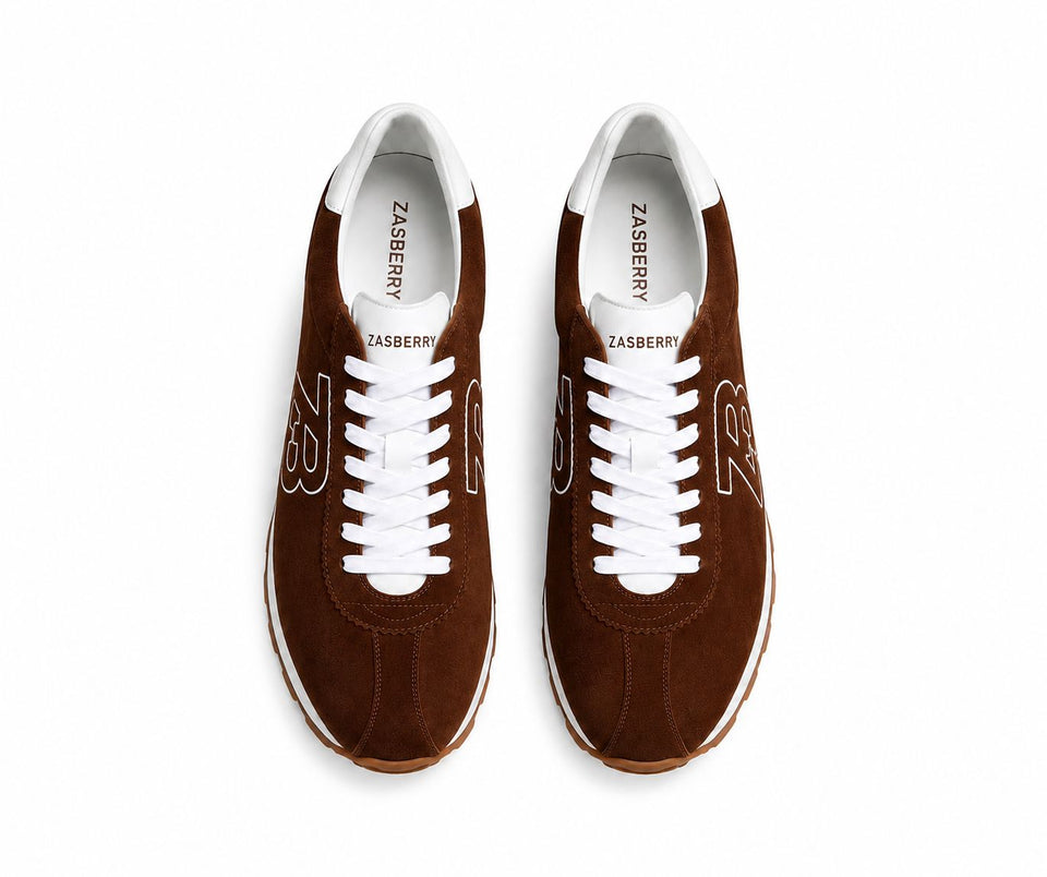 Zasberry® Monaco Suede Runner Sneakers – Coffee Brown &amp; White