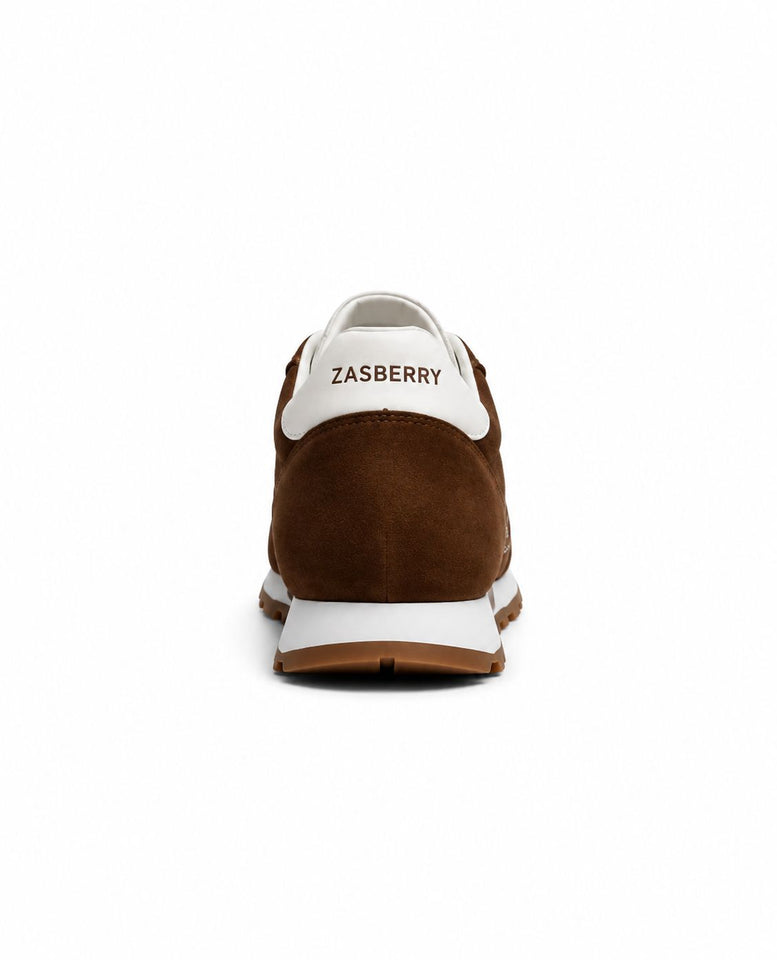 Zasberry® Monaco Suede Runner Sneakers – Coffee Brown &amp; White