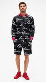 Zasberry Signature Monogram Silk Shirt &amp; Shorts Set