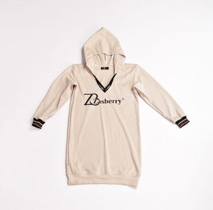 Women’s Zasberry Beige Hoodie Dress – Casual Long Sleeve Streetwear