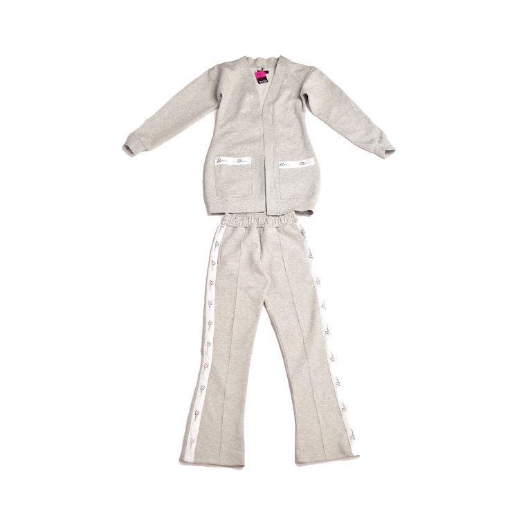 Zasberry Women’s Grey Cardigan &amp; Flare Pants Set – Cozy Two-Piece Lounge Outfit