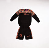 Men’s Zasberry Black Graphic Sweatshirt &amp; Shorts Set – Streetwear Two-Piece Outfit