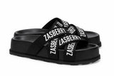 Zasberry Signature Cross-Strap Platform Slides – Black