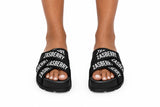 Zasberry Signature Cross-Strap Platform Slides – Black