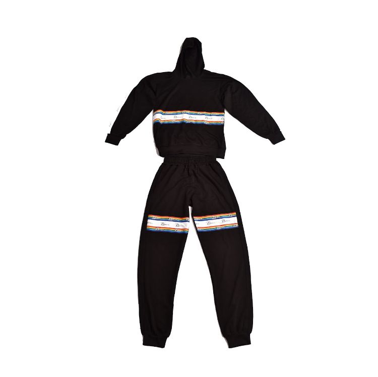 Zasberry Signature Stripe Black Tracksuits Set