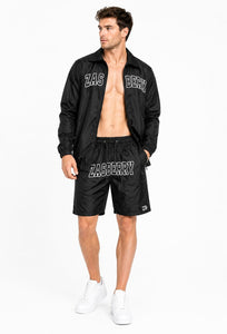 Zasberry Signature Black Nylon Short Set – Luxury Men’s Designer Zip-Up Summer Outfit