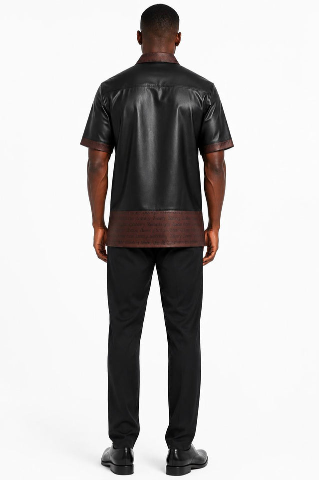 Zasberry Signature Brown Monogram Leather Two-Piece Set