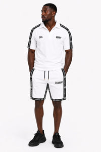 Zasberry Signature Luxe Cotton Polo &amp; Shorts Set – White Edition